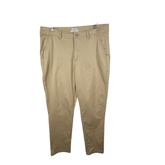 L.L Bean Lakewashed Chino Favorite Fit Pants women's size 14 Tan Workwear Office - Picture 1 of 10